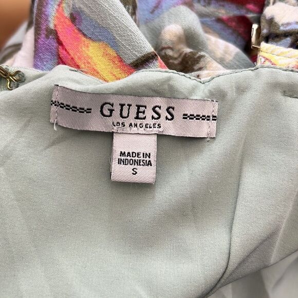 Guess Dress Sz Small Tropical Floral Sweetheart Neck Adjustable Straps Pockets - Picture 11 of 15
